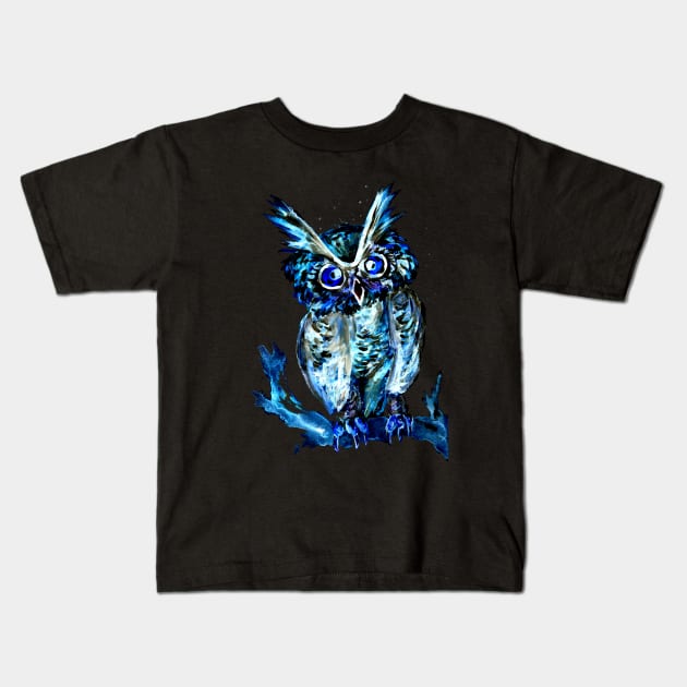 Little Blue Owl Kids T-Shirt by ZeichenbloQ